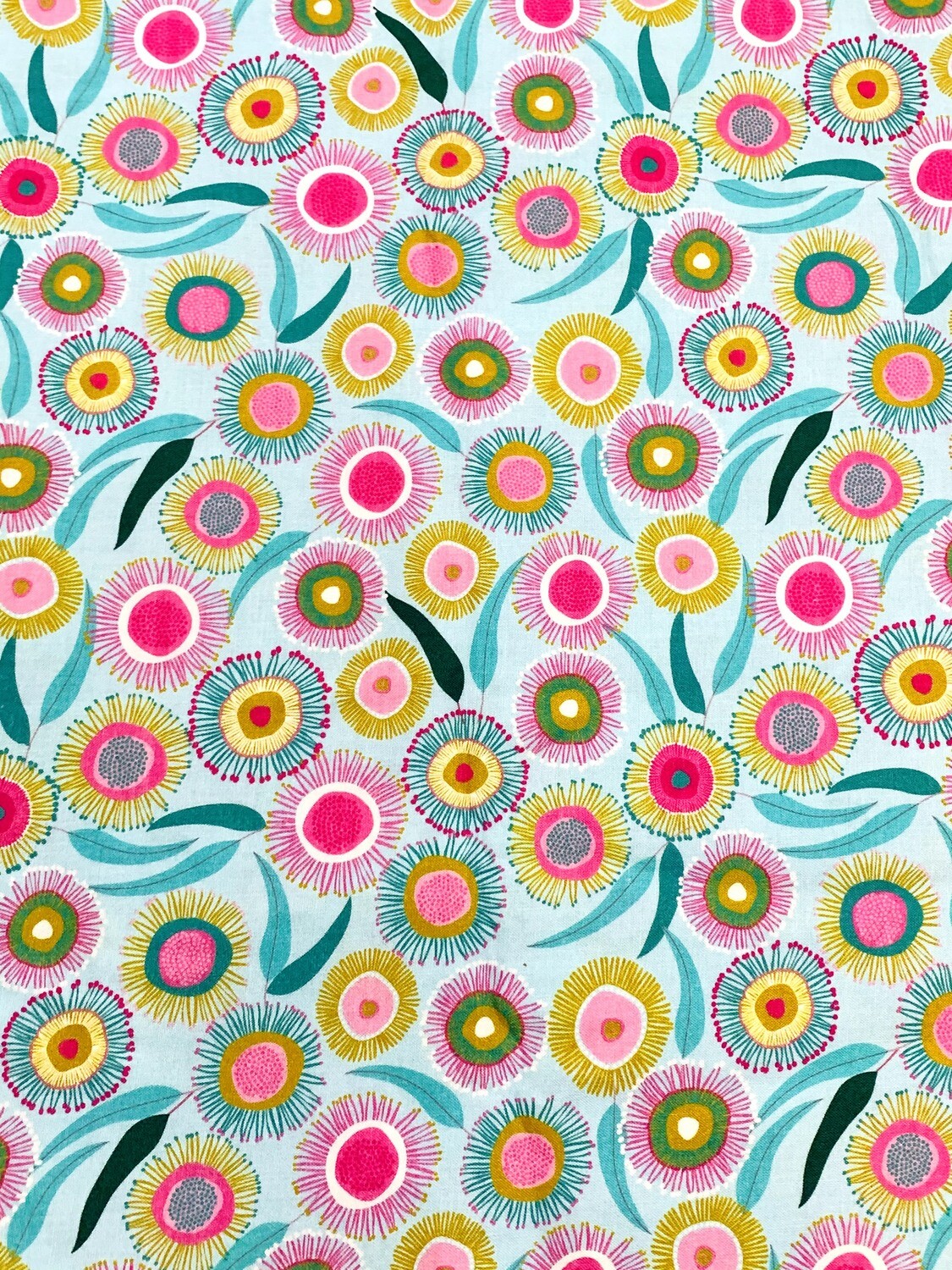 Gum Blossoms Blue Quilting Cotton 112cm Wide