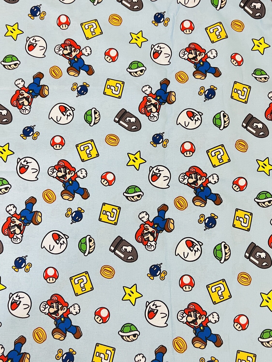 Super Mario, Blue Licensed Quilting Cotton 112cm wide