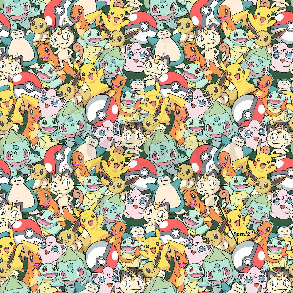 Pokémon Stacked | Digital Print Custom Cotton Woven | 145cm wide