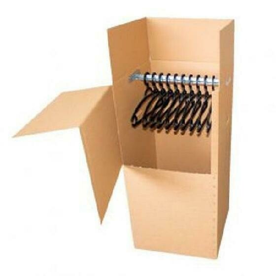 Carton Penderie Déménagement - Avec Tringle, 50x50x82 Cm - Pour Vêtements Sur Cintres, Rangement Cave/garage