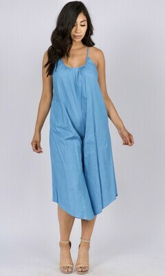 Chambray Spaghetti Strap Jumpsuit