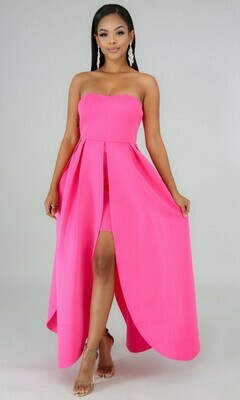 Fuchsia Flower Shape Maxi Tube Dress