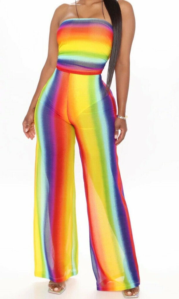 Rainbow Tube Top Jumpsuit