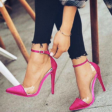 Satin Clear Sides Heel Fuchsia
