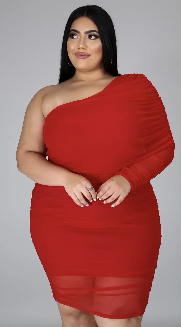 Red One Sleeve Dress