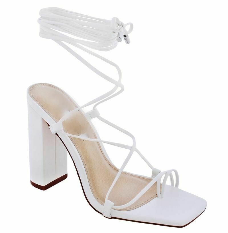 White Block Heel Sandals Ankle Strap Block Heels White | Etsy