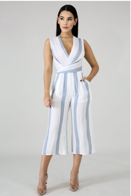 Blue Stripe  Wide Leg Jumpsuit