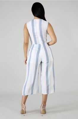 Blue Stripe  Wide Leg Jumpsuit