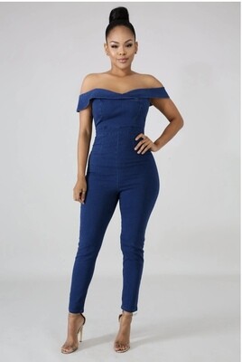 Denim Off The Shoulder Jumpsuit