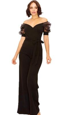 Off The Shoulder Organza Sleeve Jumpsuit