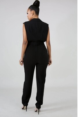Collared Front Jumpsuit Black