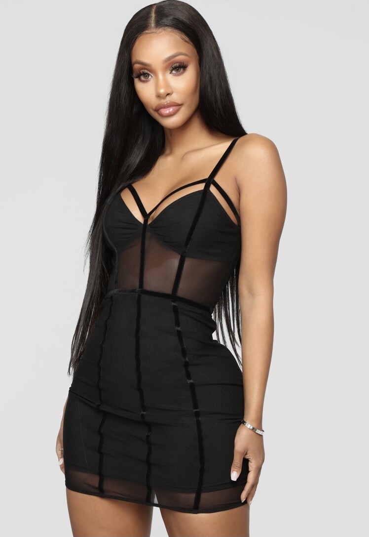 Black Sheer Open Back Dress