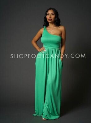 One Shoulder Jumpsuit Green