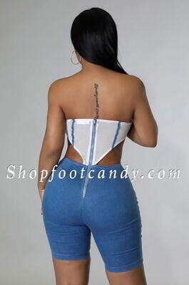 Denim Tube Romper White