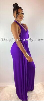 Halter Wide Leg Jumpsuit Purple
