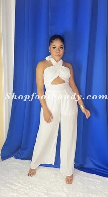Halter Wide Leg Jumpsuit White
