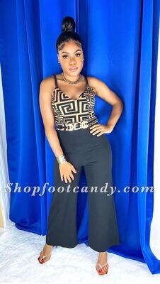 Spaghetti Strap maze Jumpsuit Black/Brown