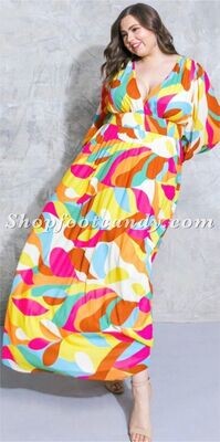 Long Sleeve Maxi Yellow Multi (plus)