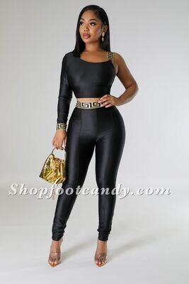 0ne Sleeve Leggings Set Black