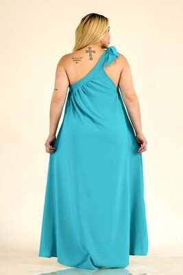 Tie one Shoulder Maxi Dress Turquoise