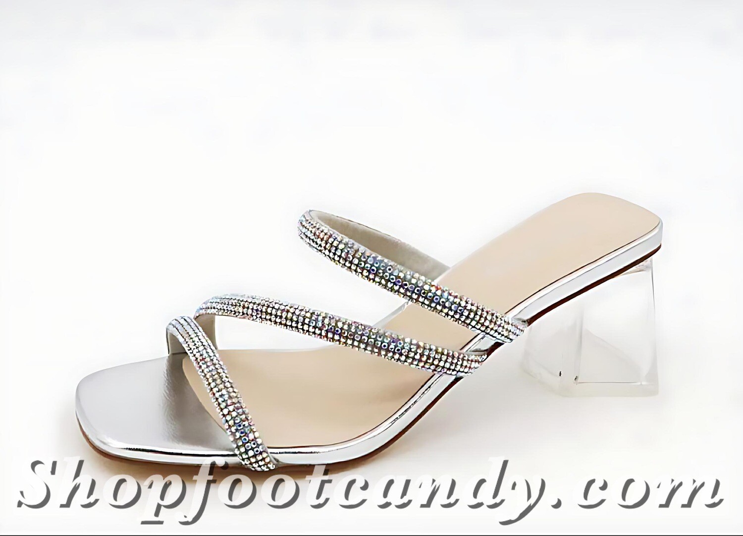 Push In Rhinestone Straps Clear Heel