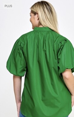 Short Sleeve Button Top Red
