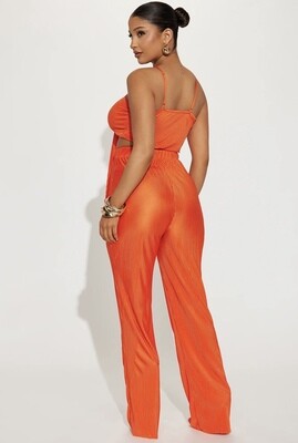 Chain Strap  Top  Wrinkle  Pants Set