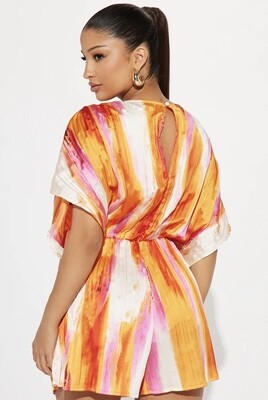 Bat Sleeve Romper Orange;/Red