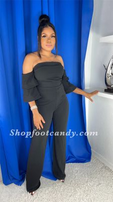 Tube Ruffle Sleeve Jumpsuit Black