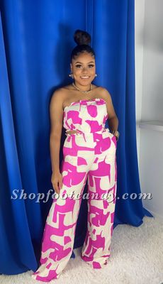 Tube Cut Out Jumpsuit Fuchsia