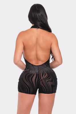 Open Back Romper Black