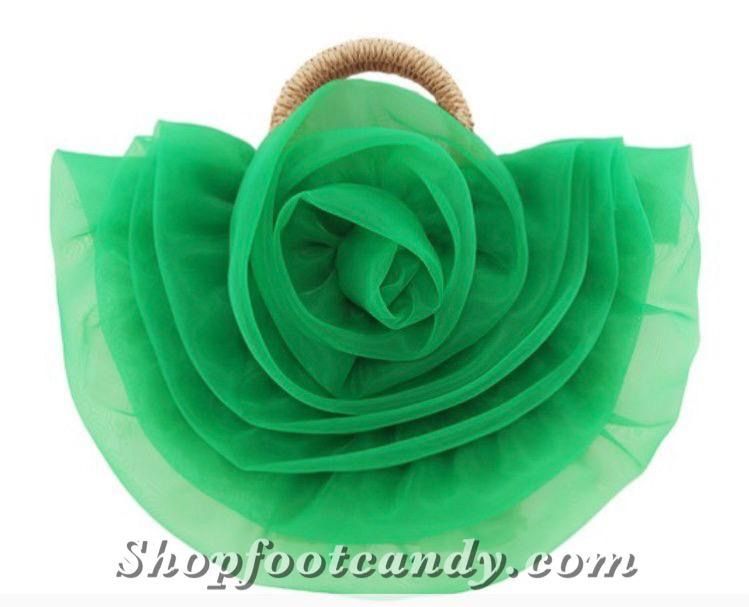 Flower Organza Straw Hanbag