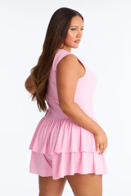 Ruffle Bottom Romper Pink