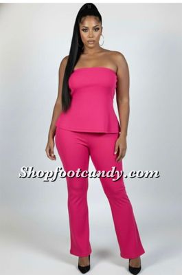 Tube Top Pants Set Fuchsia (Plus)