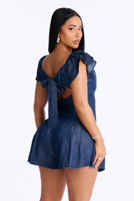 Ruffle Shoulder Tie Back Romper