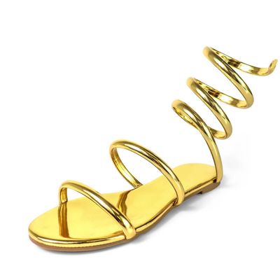 Open Front Wrap Around Sandals Gold