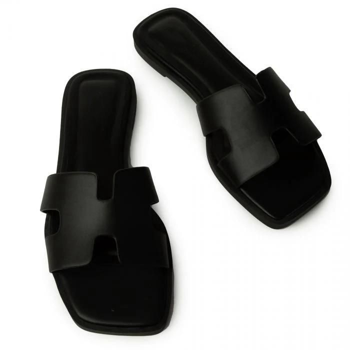 Open Toe Slides Black