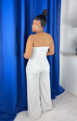 Tube Gold Metal Jumpsuit White