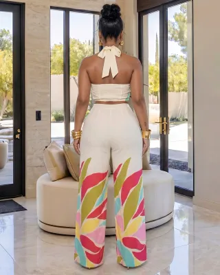 Palazzo Pants Set Cream/Multi