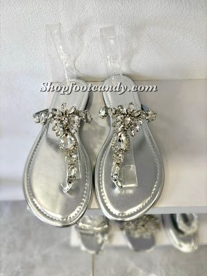 Push In Rhinestone Samdals Silver