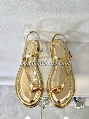 Toe Hold Cross Strap Sandals Gold