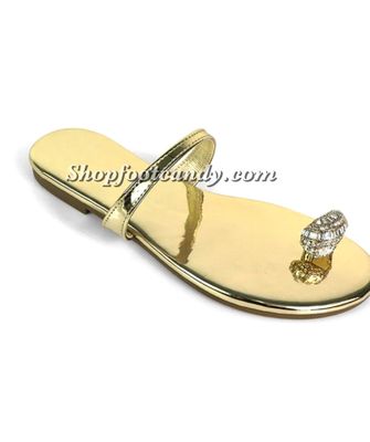 Toe Hold Stone Sandals Gold