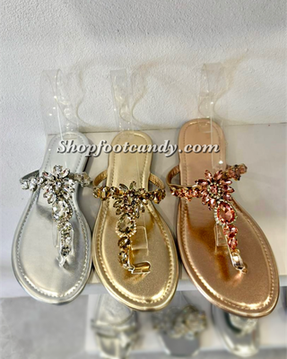 Push In Rhinestone Sandals Champagne