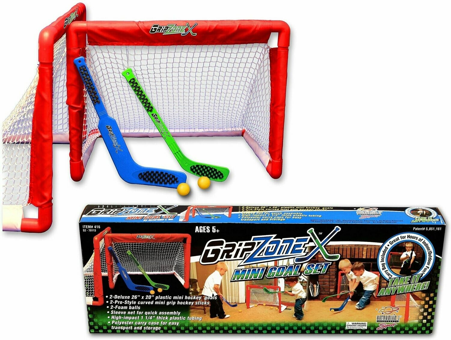 Fun Gripper Grip Zone Mini Hockey Goal Set and 2Sticks by