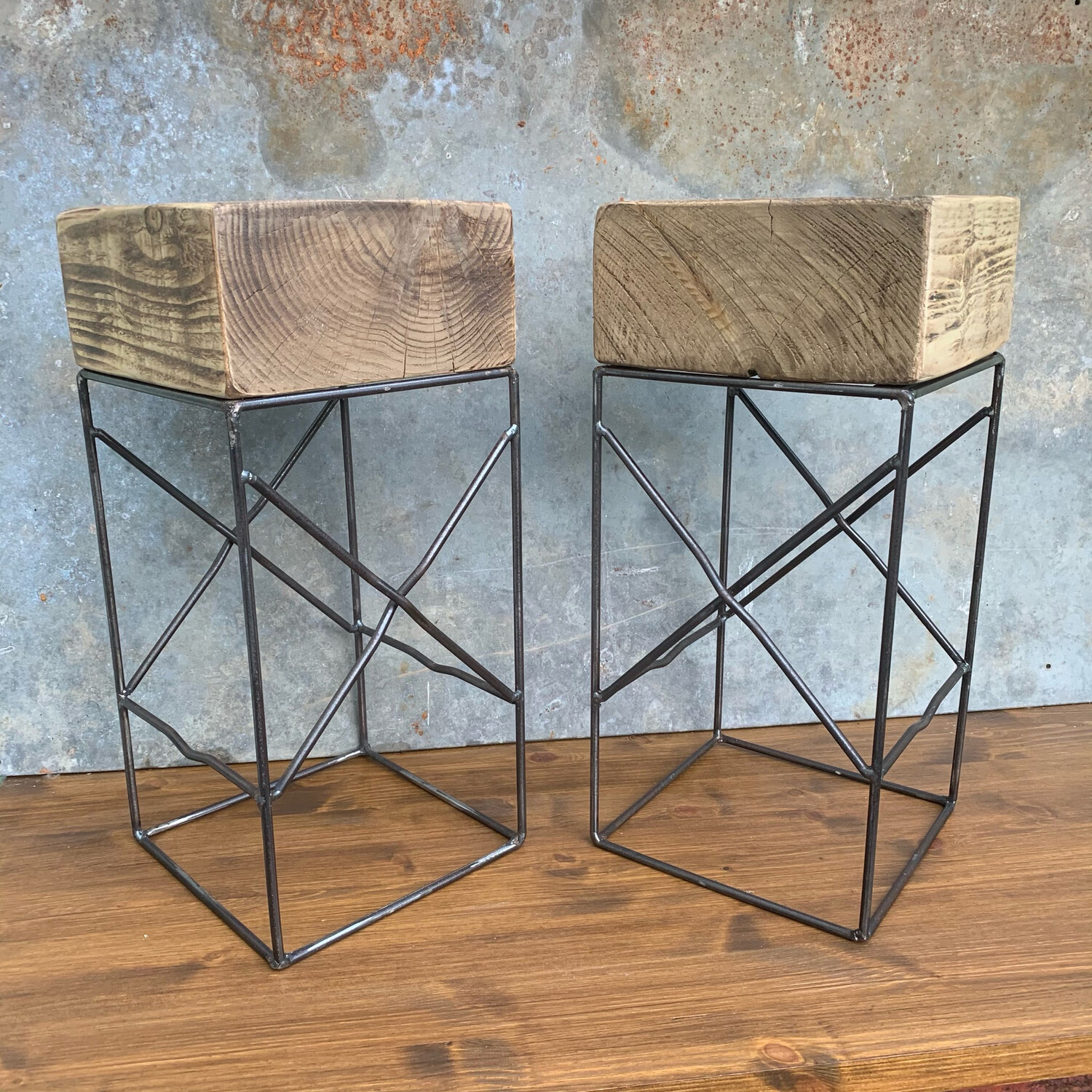 Wooden Block Side Tables