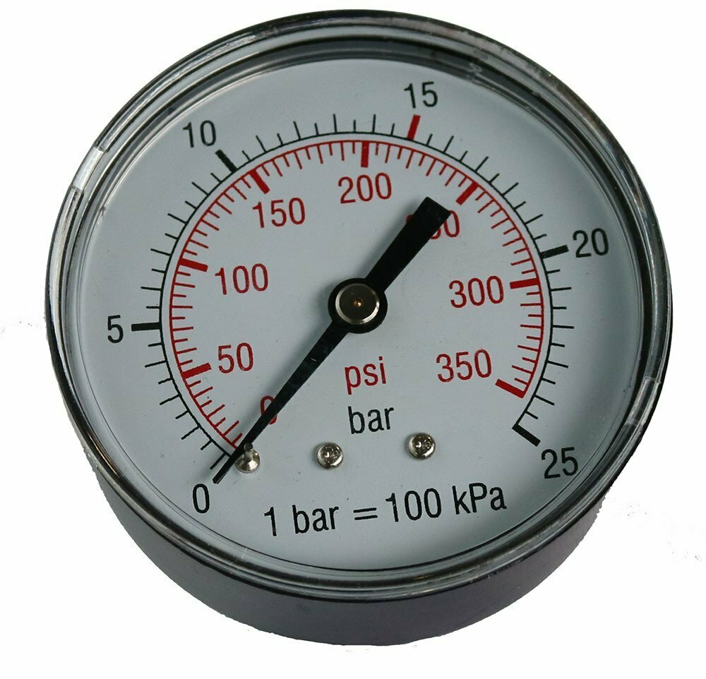 Manometer D.63 1/4 bak, 25/15 bar