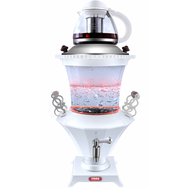 Pars Collections Electric Glass Samovar Tea Maker White Color