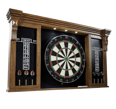 Thornton - Gabinete de dardos de madera - Negro / Marrón