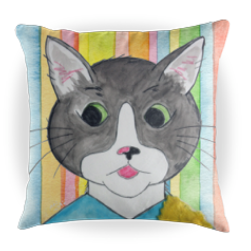 Cappy the Cat Kids Throw Pillow Children's Pillows Oli Kids Co Oliver Poons Books