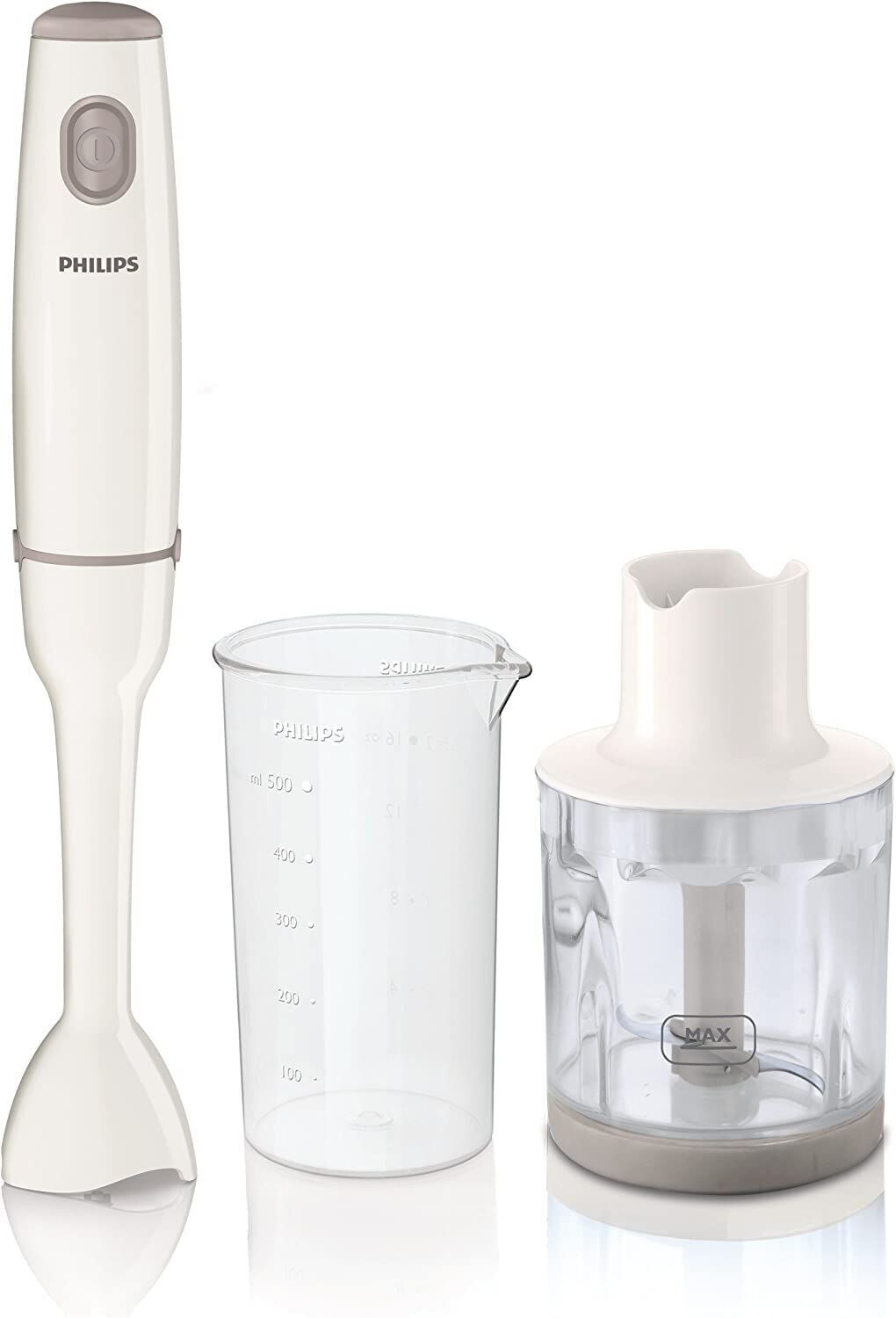 Frullatore A Mano Philips HR2535/00 - 650W, Bicchiere E Tritatutto Inclusi - Tecnologia ProMix Antispruzzi